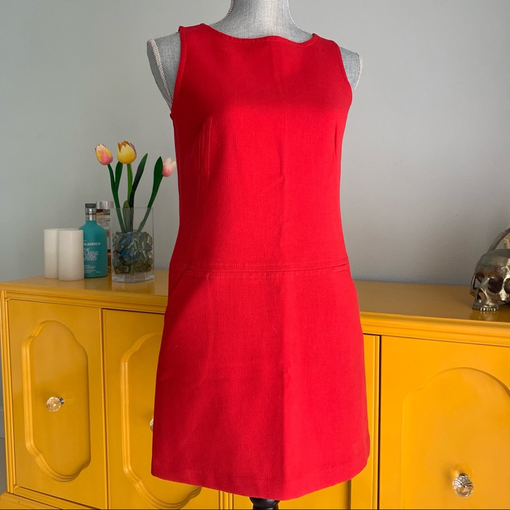 EUC LOFT Red Sleeveless Shift Dress Sz 2P